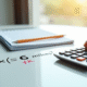Calculatrice moderne avec crayon sur bureau blanc conversion miles en km