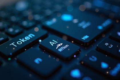 Clavier d'ordinateur moderne avec touches token et IA