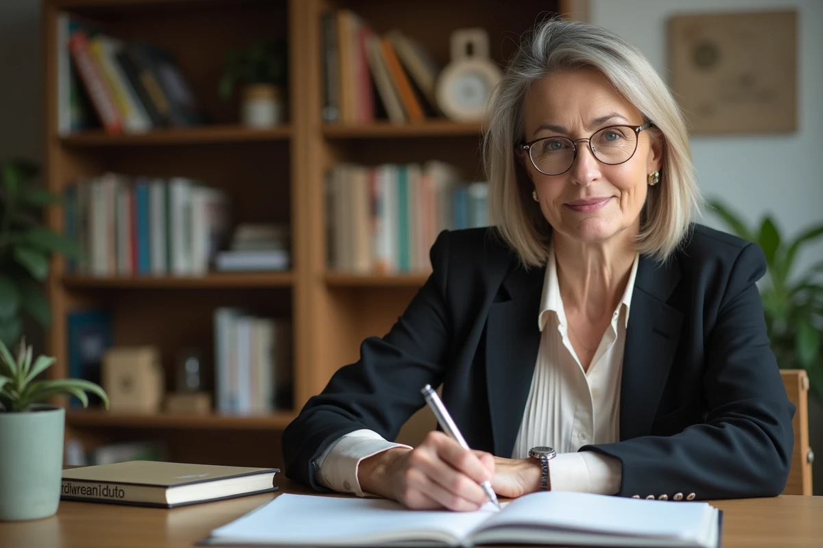 Femme professionnelle écrivant dans un journal de bien-être