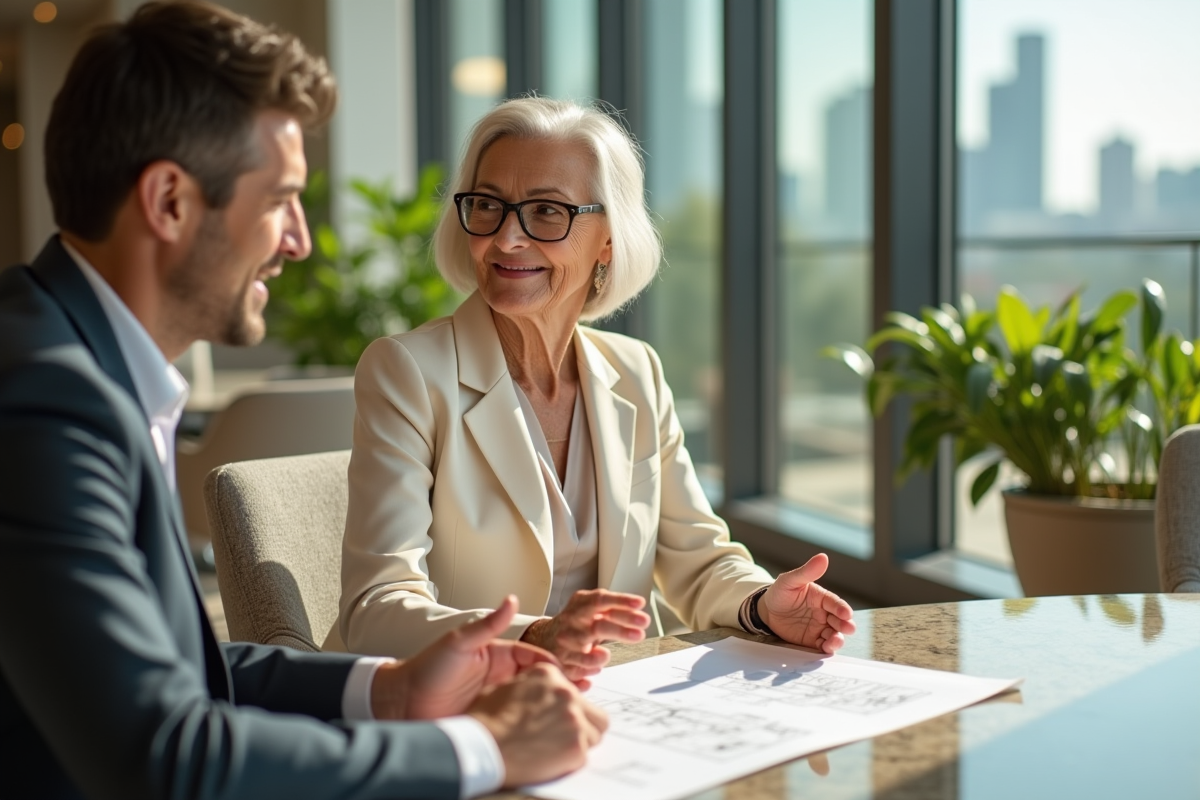 Femme souriante discutant d