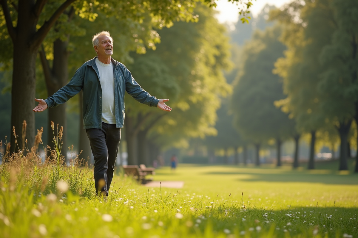 Homme en pleine nature lors d’un exercice de grounding