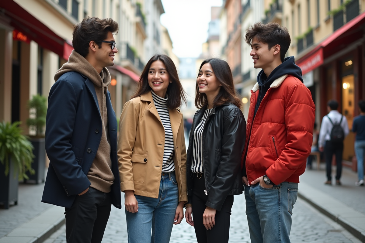 Groupe de jeunes adultes en mode urbaine européenne